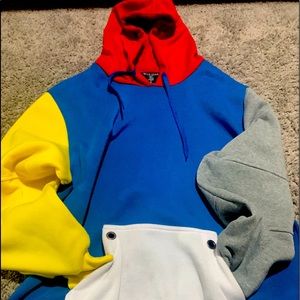 Multi Color Red Blue Yellow Gray XL Hoodie